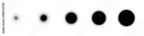 Shadow circles. Round black shades on floor or wall surface. Black blurred gradient balls. Minimalist vector illustrations set.