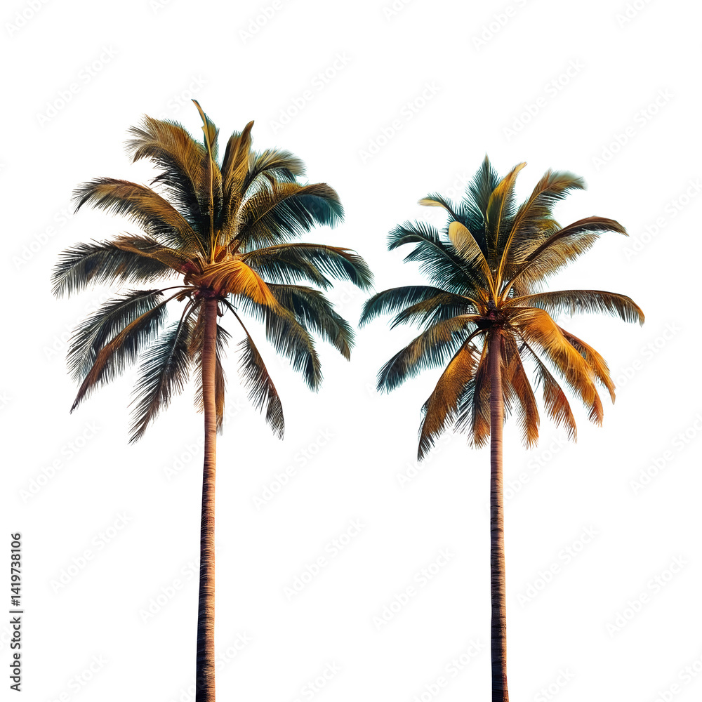 Fototapeta premium Photorealistic palm trees, isolated on transparent background