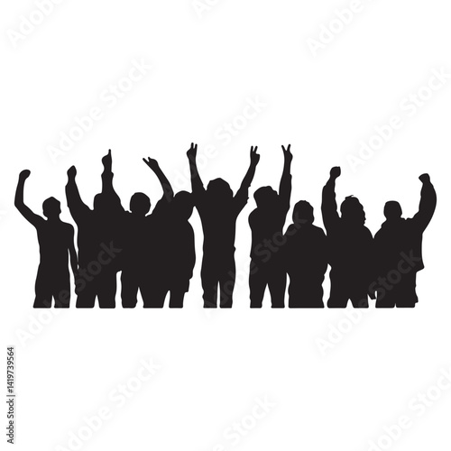  illustration of a grunge crowd vector silhouette
