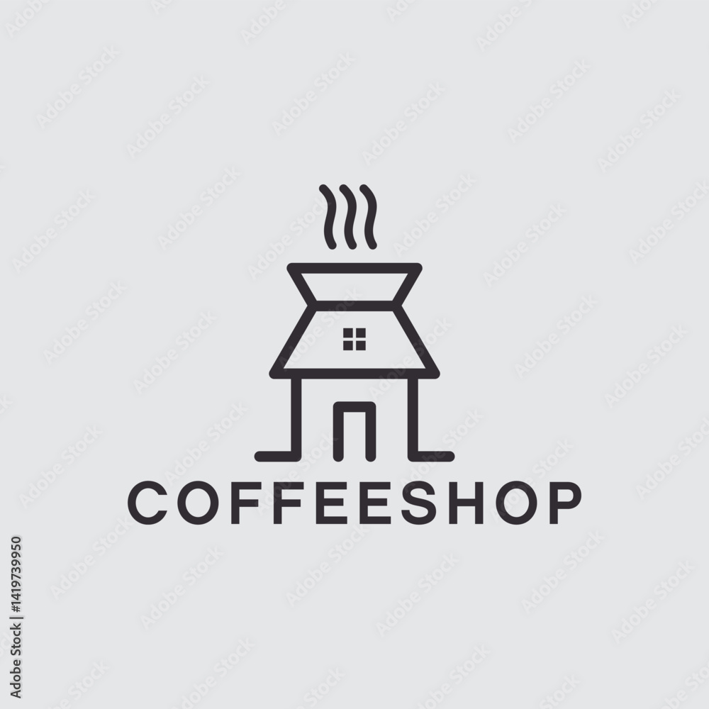 Obraz premium simple monoline coffeeshop logo design template vector