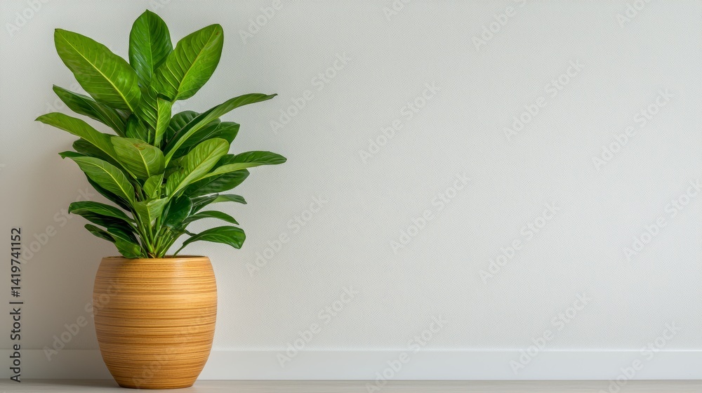Lush Green Peace Lily in Modern Pot Adds Fresh Style to Minimalist Interior Lush Green Peace Lily in Modern Pot Adds Fresh Style to Minimalist Interior