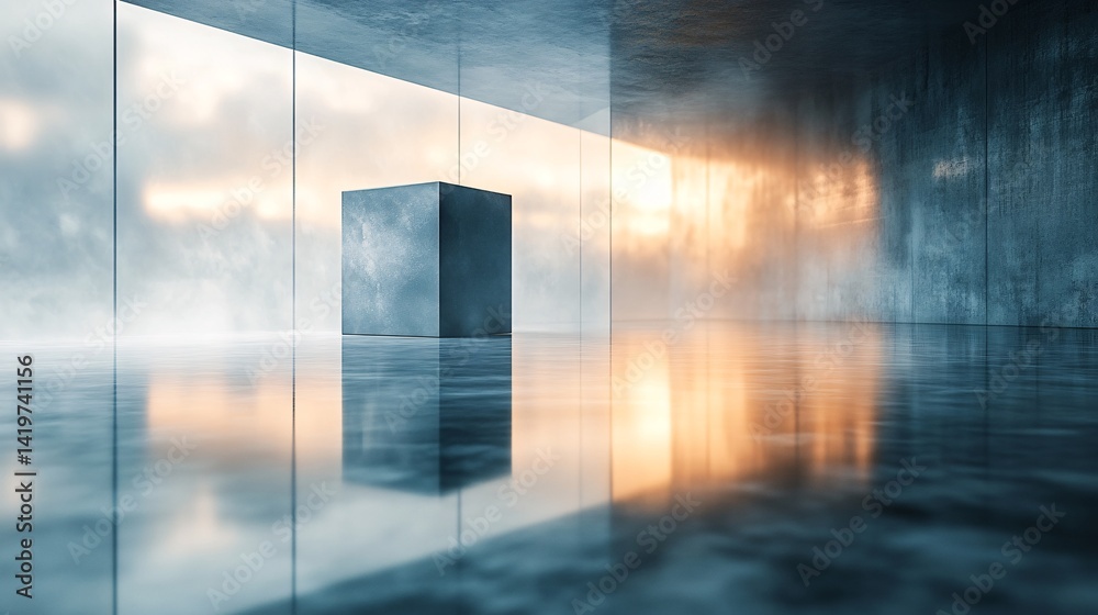 Fototapeta premium smooth block rotation on a frosted glass texture background