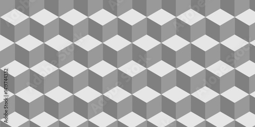 Abstract square black grid tiles cubic shape backdrop texture. cube geometric wall and floor vector diamond hexagon triangle wallpaper background.	