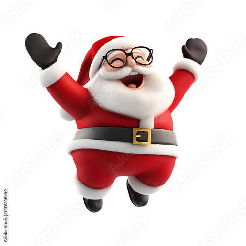 Joyful Cartoon Santa Claus Celebrating Christmas