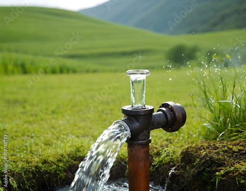 Irrigation system in the field, Tubewell in a Village