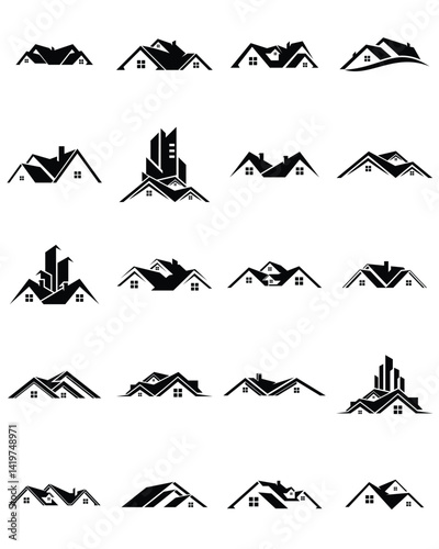 Real estate logo design set, roof