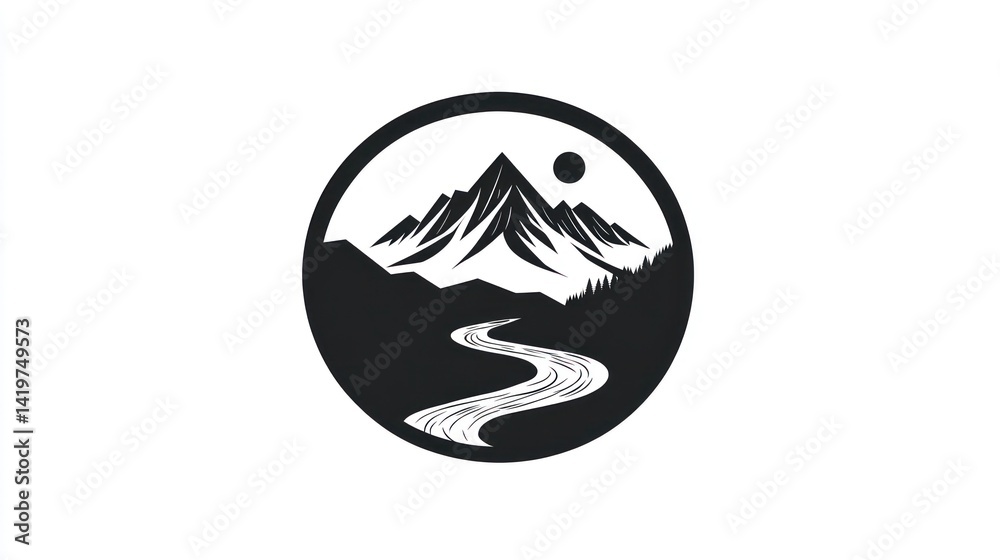 Obraz premium Mountain River Circle Design (22)