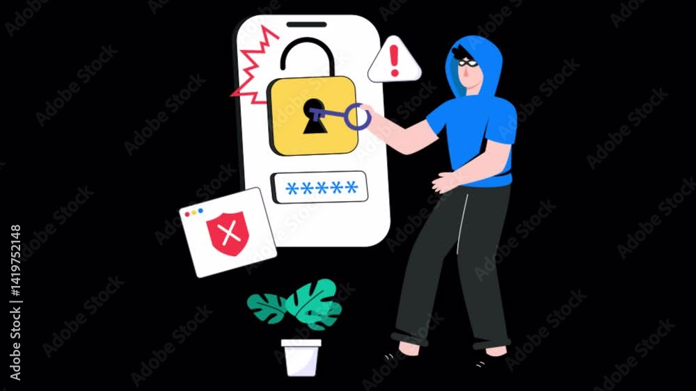 Account Hacking Motion Graphic Rendering with Transparent Alpha Channel and 4K Resolution Account Hacking Motion Graphic Rendering with Transparent Alpha Channel and 4K Resolution