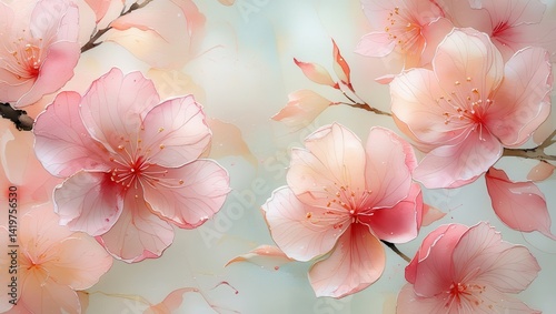 Delicate Pink Cherry Blossoms Watercolor Painting Floral Art Print Spring Blossom Artwork Botanical