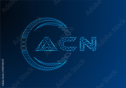 ACN low poly letter logo vector design. ACN lower poly logo design.
