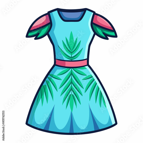 vector illustration of a blue dress