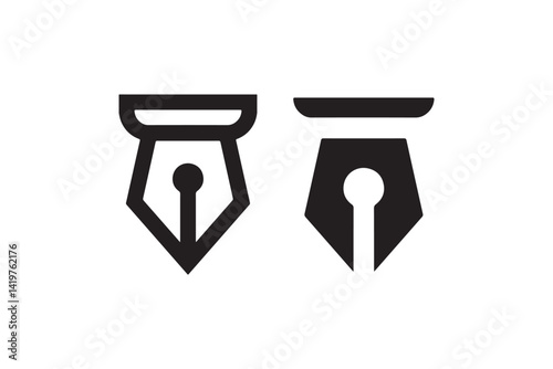 Fountain pen nib icon in black silhouette Vector