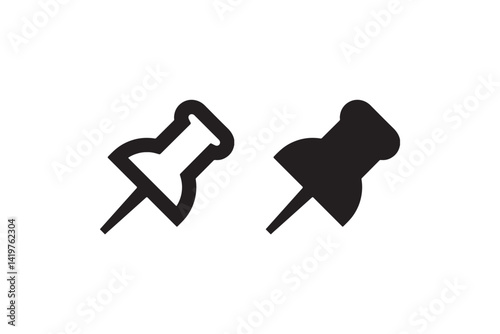 Push pin icon in black silhouette Vector