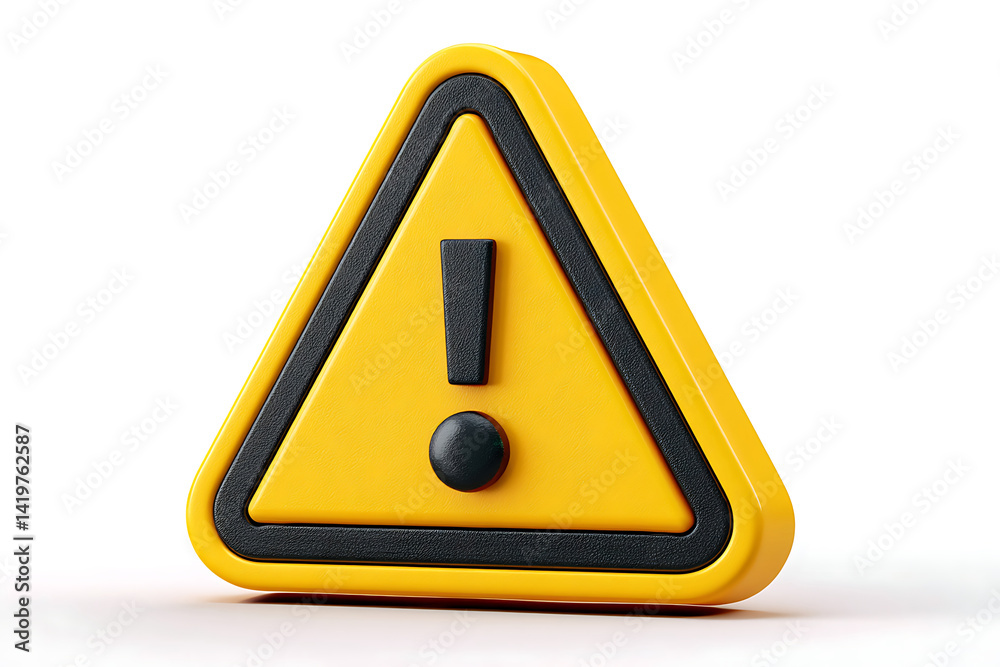 a 3d rendering yellow warning triangle sign with an exclamation mark. a 3d rendering yellow warning triangle sign with an exclamation mark.