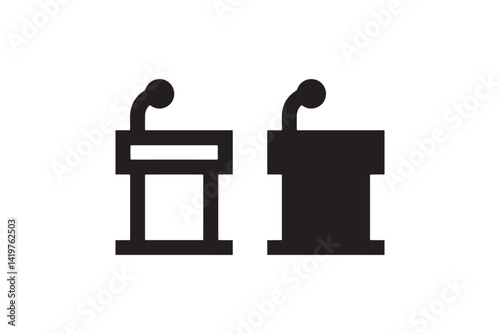Podium icon with microphone silhouette Vector