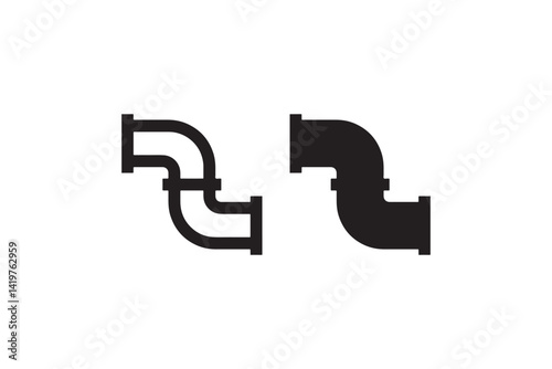Plumbing pipe icon in black silhouette Vector