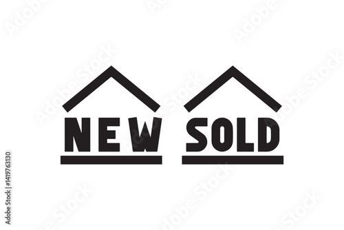 New and sold home icon for real estate Vector