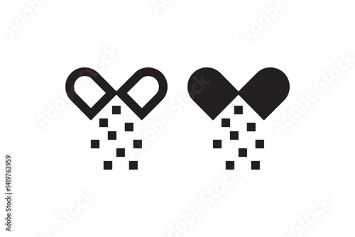Capsule pill dissolving icon in outline and solid Vector