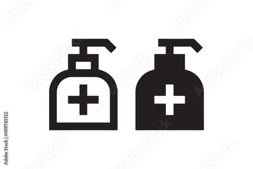 Medical hand sanitizer bottle icon set Vector