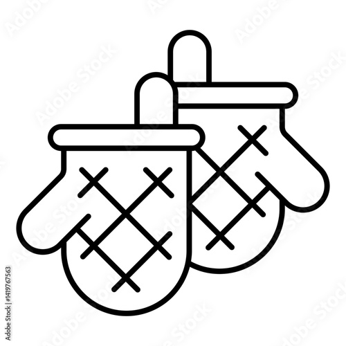 Gloves pair thin line icon, cooking concept. Vector graphics. Kitchen gloves sign on white background, linear style mobile or design.