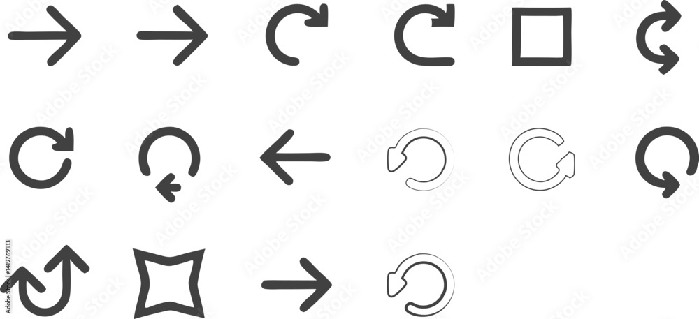 black and white arrows, hand-drawn style, vector graphics, curved arrows, straight arrows, directional symbols, dynamic shapes, simplified design, minimalist illustration, graphic elements, variety of black and white arrows, hand-drawn style, vector graphics, curved arrows, straight arrows, directional symbols, dynamic shapes, simplified design, minimalist illustration, graphic elements, variety of