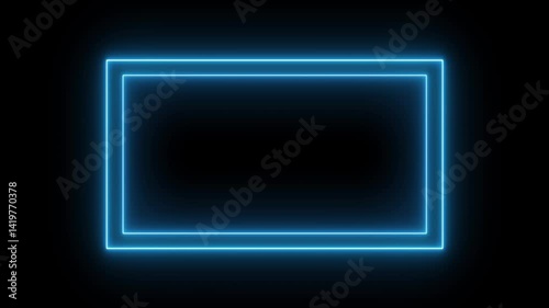Neon rectangle. Abstract glowing neon rectangle border frame animation.