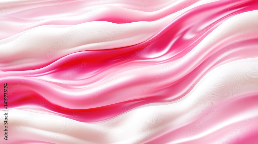 Fototapeta premium Flowing pink and white abstract textile design.