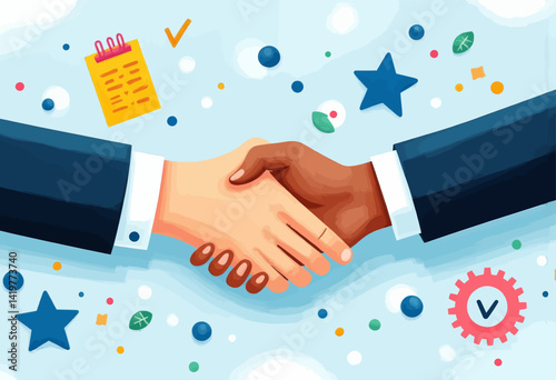 Diverse Handshake Agreement with Stars and Checkmarks