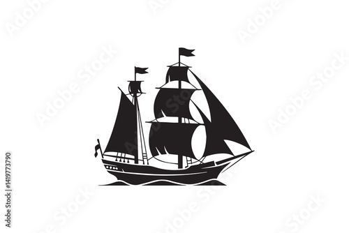  pirate ship illustration vector