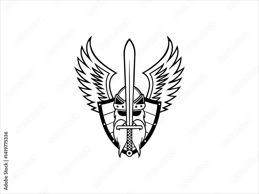 Obraz premium A bold, graphic design of a Roman warrior helmet.