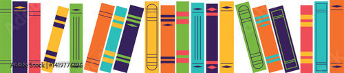Isolated vector illustration with books standing in a row.