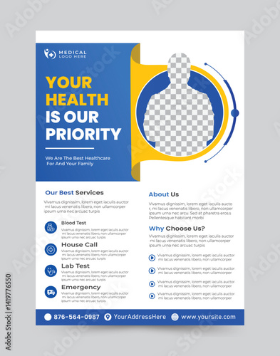 Modern medical Healthcare Flyer Design Corporate healthcare and Vector Brochure Flyer design Layout template