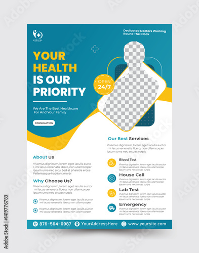 Modern medical Healthcare Flyer Design Corporate healthcare and Vector Brochure Flyer design Layout template