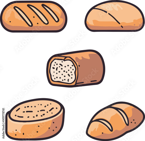 Cartoon bread food illustration material
