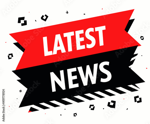 Latest News Red and Black Ribbon Graphic