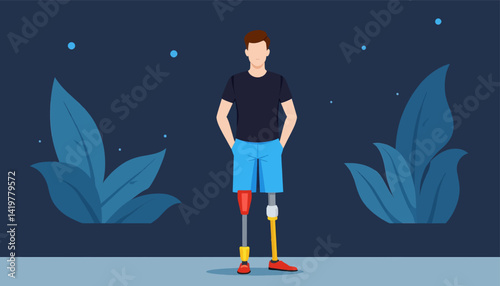 Man with Prosthetic Legs Standing Confidently