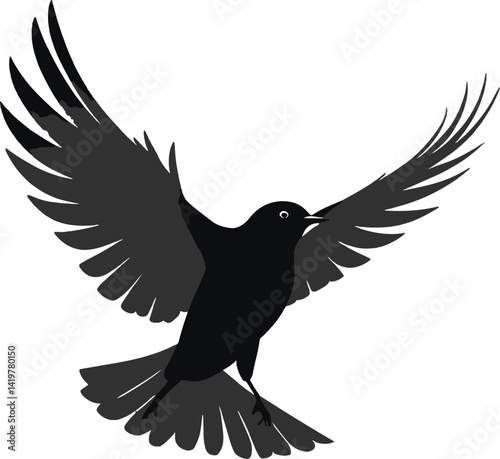 Vector Birds Silhouettes Flying Perched Wildlife