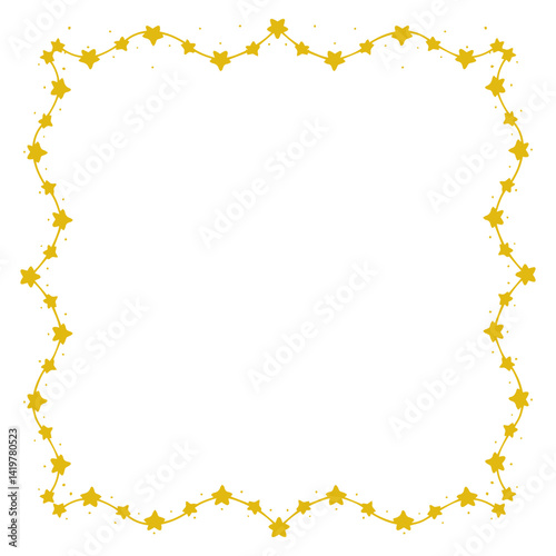 Shining Gold Star Border Frame with Curving Lines