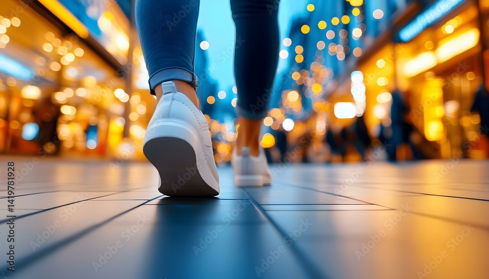 Fototapeta premium Walking in City Lights