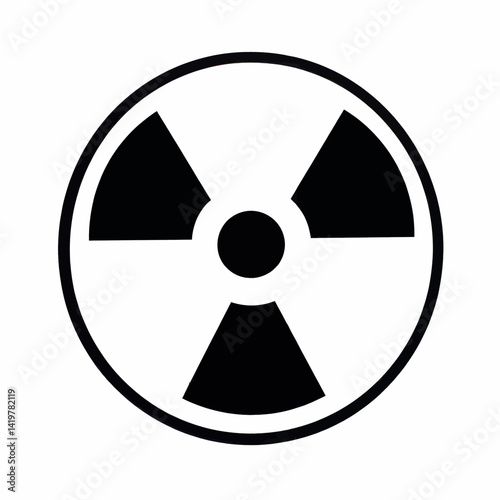 Radioactive hazard trefoil symbol in black and white