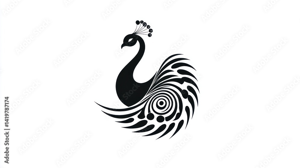 Fototapeta premium Peacock Design on White Background