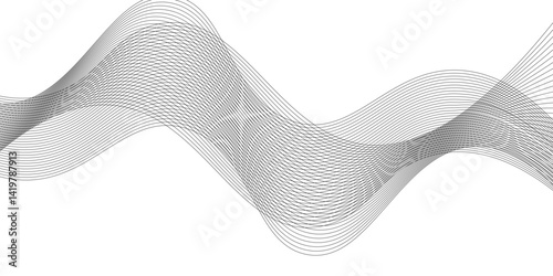 Abstract black lines wave curve motion on white background. Vector Illustration. Abstract line art vector. Hand drawn doodle line design for cover,poster, web, print and wall decoration.