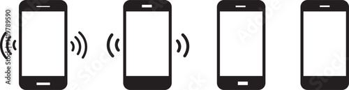 Ringing smartphone icon vector set, Mobile vector icon set in black illustration background. Touch screen. World technology
