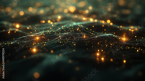 Futuristic AI neural network with glowing interconnected nodes, showcasing deep learning on a dark tech background. Perfect for AI, tech, and sci-fi themes.