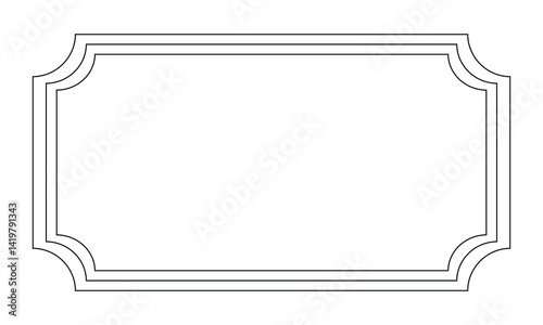 Frame, simple thin line border. Horizontal vintage rectangle photo frame. Slim lines vector illustration isolated on white background. EPS 10