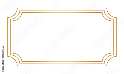 Frame, simple thin line border. Horizontal vintage rectangle photo frame. Slim lines vector illustration isolated on white background. EPS 10
