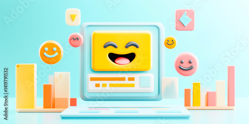 3D representation of customer satisfaction using emoticons and digital tools to gauge user feedback and loyalty photo