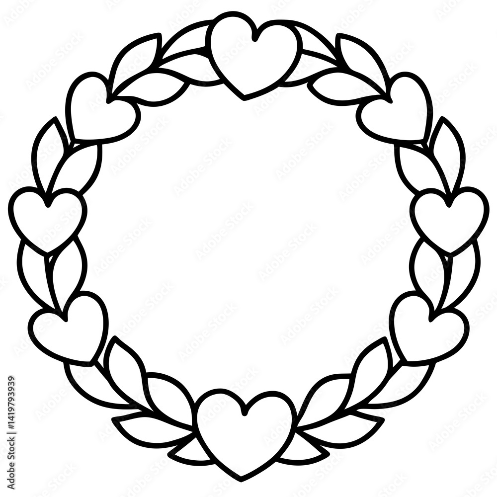 Fototapeta premium Chic Heart Garland Line Art