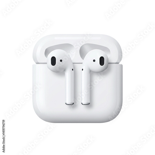 3D vector illustration of airpods,earphones isolated on white background 