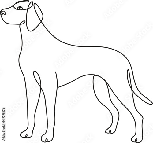 German Shepherd Dog side face continuous line art drawing. 